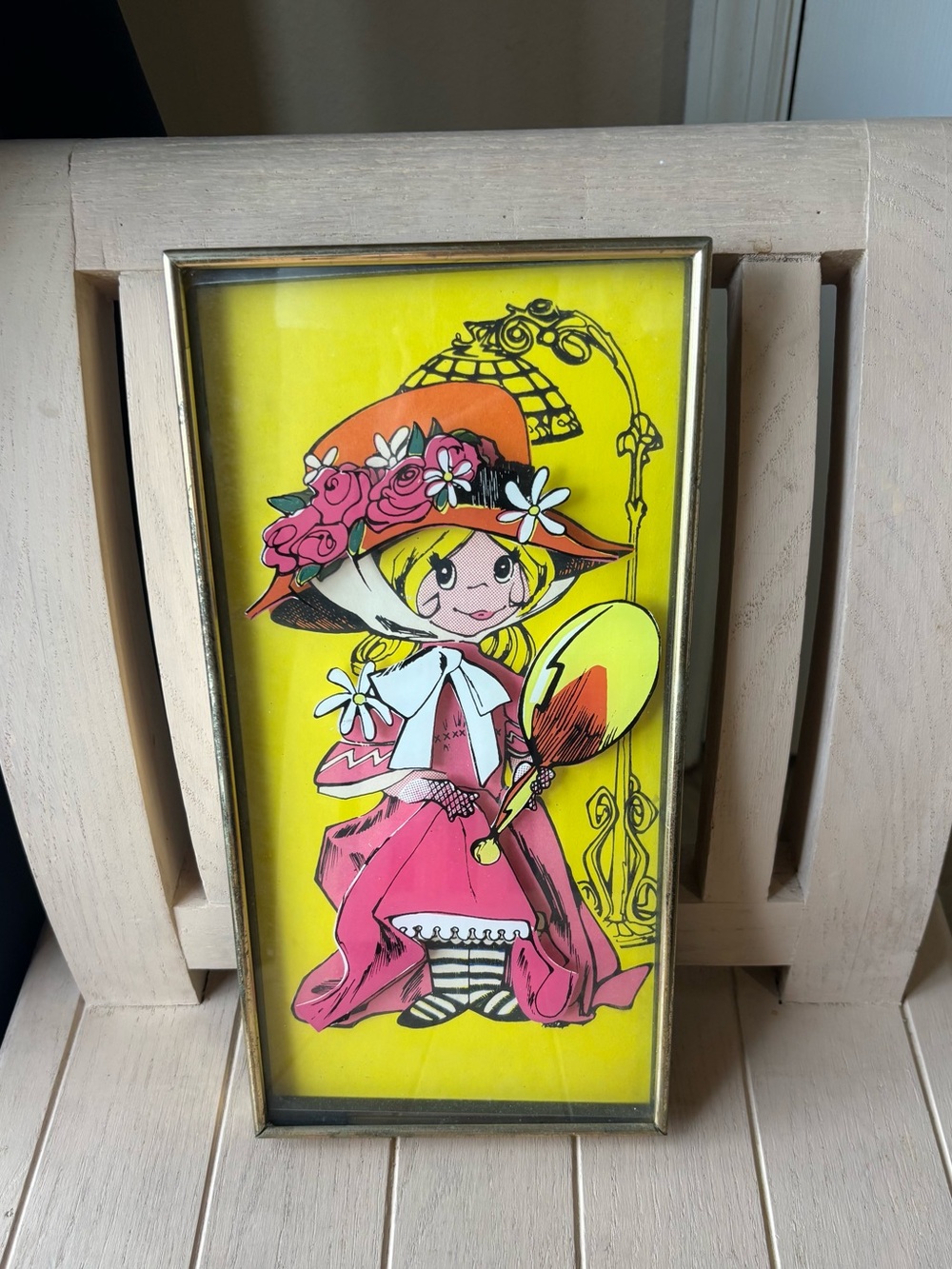 Vintage Charming Adorable Sweet Cute Big Eyed Girl Holding A Mirror